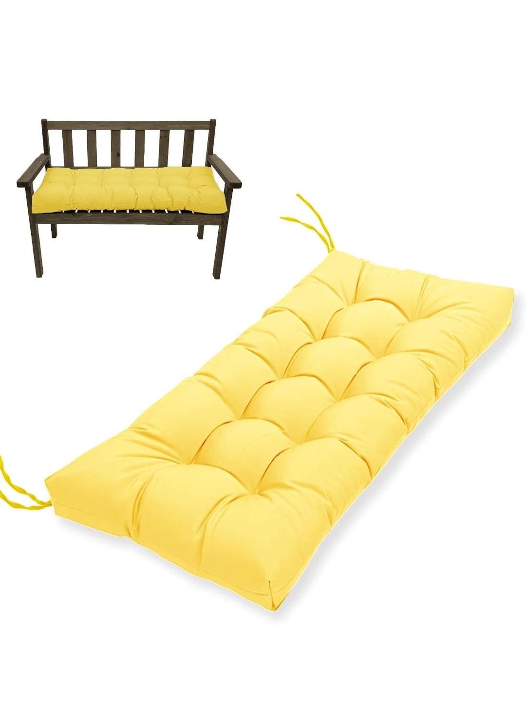 Indoor/Outdoor Bench Cushion-44X19 Inch Tufted Porch Swing Cushions with High Elasticity PP Cotton and Durable Ties, Thick Bench Seat Cushions for Patio Furnitures, Indoor Window Cushion(NO BENCH)