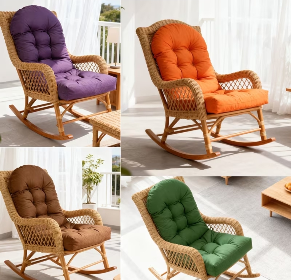 Luxury Velvet Tufted Rocking Chair Cushion Set – 110 x 50 cm(CHAIR NOT INCLUDED)