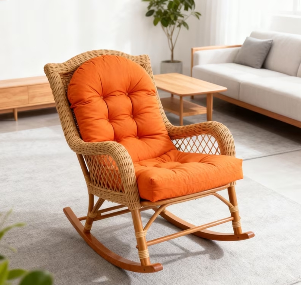 Luxury Velvet Tufted Rocking Chair Cushion Set – 110 x 50 cm(CHAIR NOT INCLUDED)