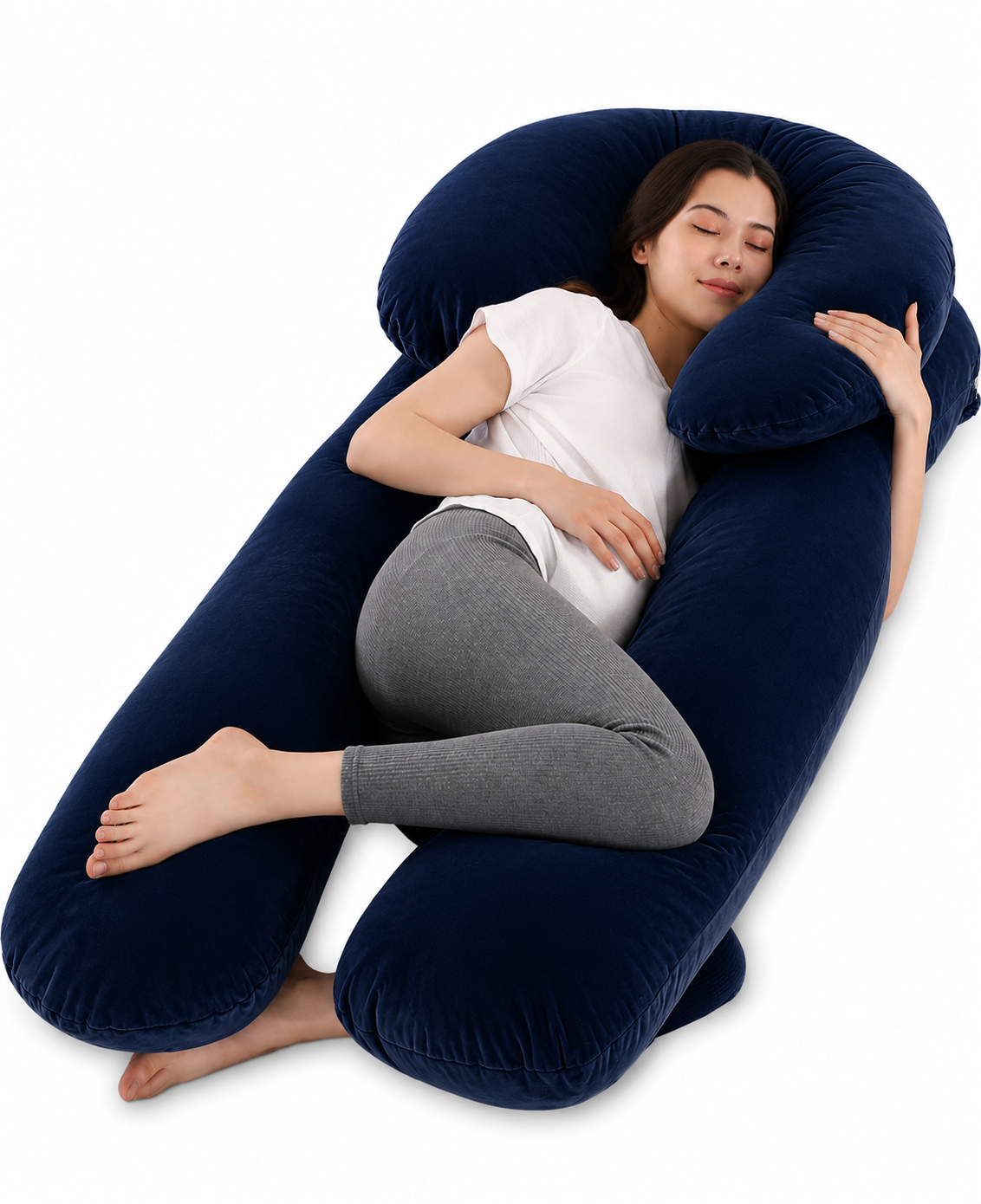 Two Piece Pregnancy Pillows for Sleeping, 59 Inch U-Shaped Full Body Pillow, Maternity Pillow with Removable Cover, Support for Back Legs Belly HIPS, Body Pillows for Adults, Pregnancy Must Haves