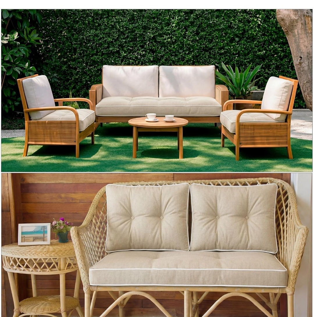 3 Pcs Outdoor Loveseat Cushions 48 x 24 Inch Love Seat Pad with 2 Back Pillows Replacement for Patio Furniture Porch Swing Bench Wicker Chair Couch.