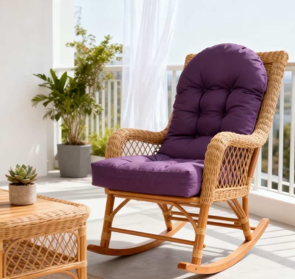 Luxury Velvet Tufted Rocking Chair Cushion Set – 110 x 50 cm(CHAIR NOT INCLUDED)