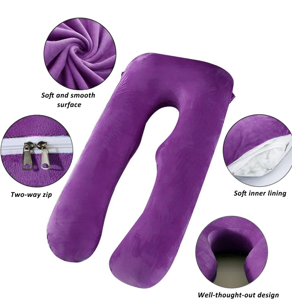 Two Piece Pregnancy Pillows for Sleeping, 59 Inch U-Shaped Full Body Pillow, Maternity Pillow with Removable Cover, Support for Back Legs Belly HIPS, Body Pillows for Adults, Pregnancy Must Haves