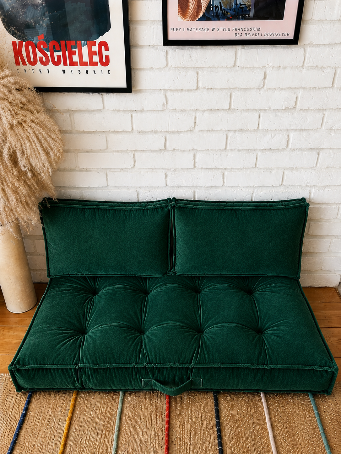 1PC Velvet Floor Sofa Cushion with 2 Backrest Pillows
