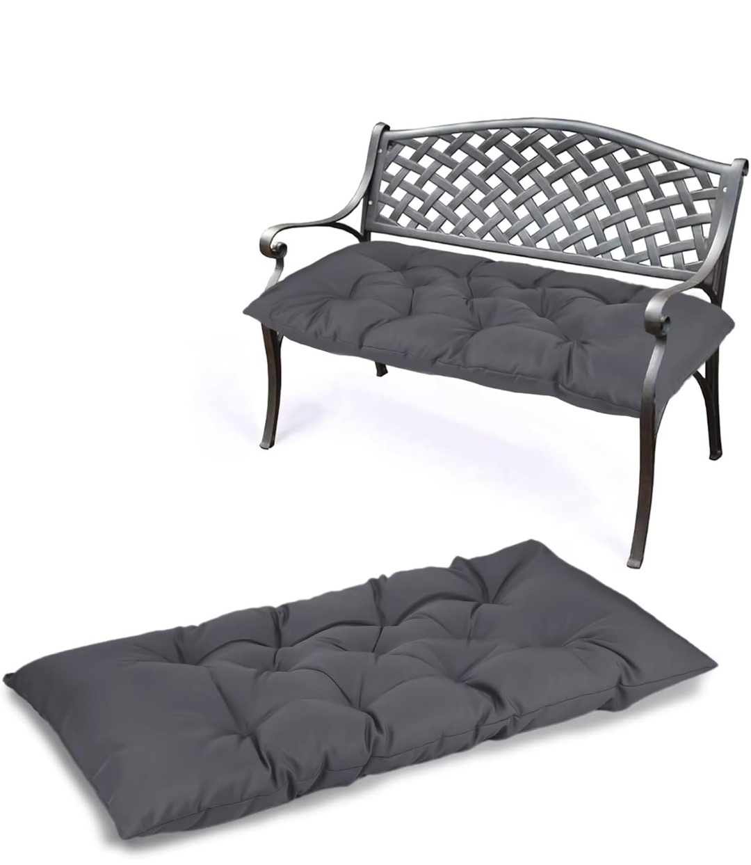 Indoor/Outdoor Bench Cushion only,NO BENCH. Swing Cushion,2/3 seat Thick Outdoor Garden Bench Seat Cushion Backrest Bench Pad (59 X 19.6 in )