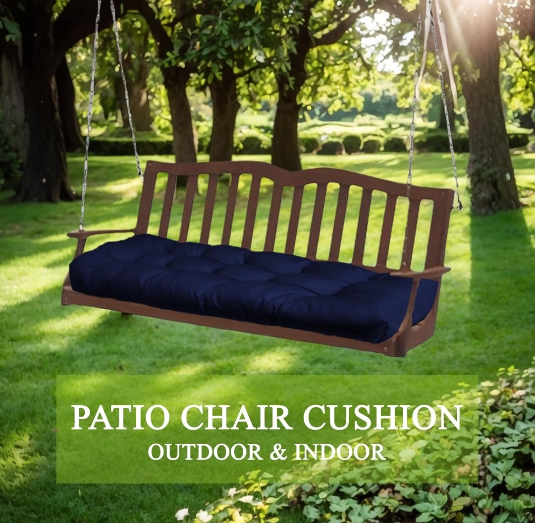 Indoor/Outdoor Bench Cushion-44X19 Inch Tufted Porch Swing Cushions with High Elasticity PP Cotton and Durable Ties, Thick Bench Seat Cushions for Patio Furnitures, Indoor Window Cushion(NO BENCH)