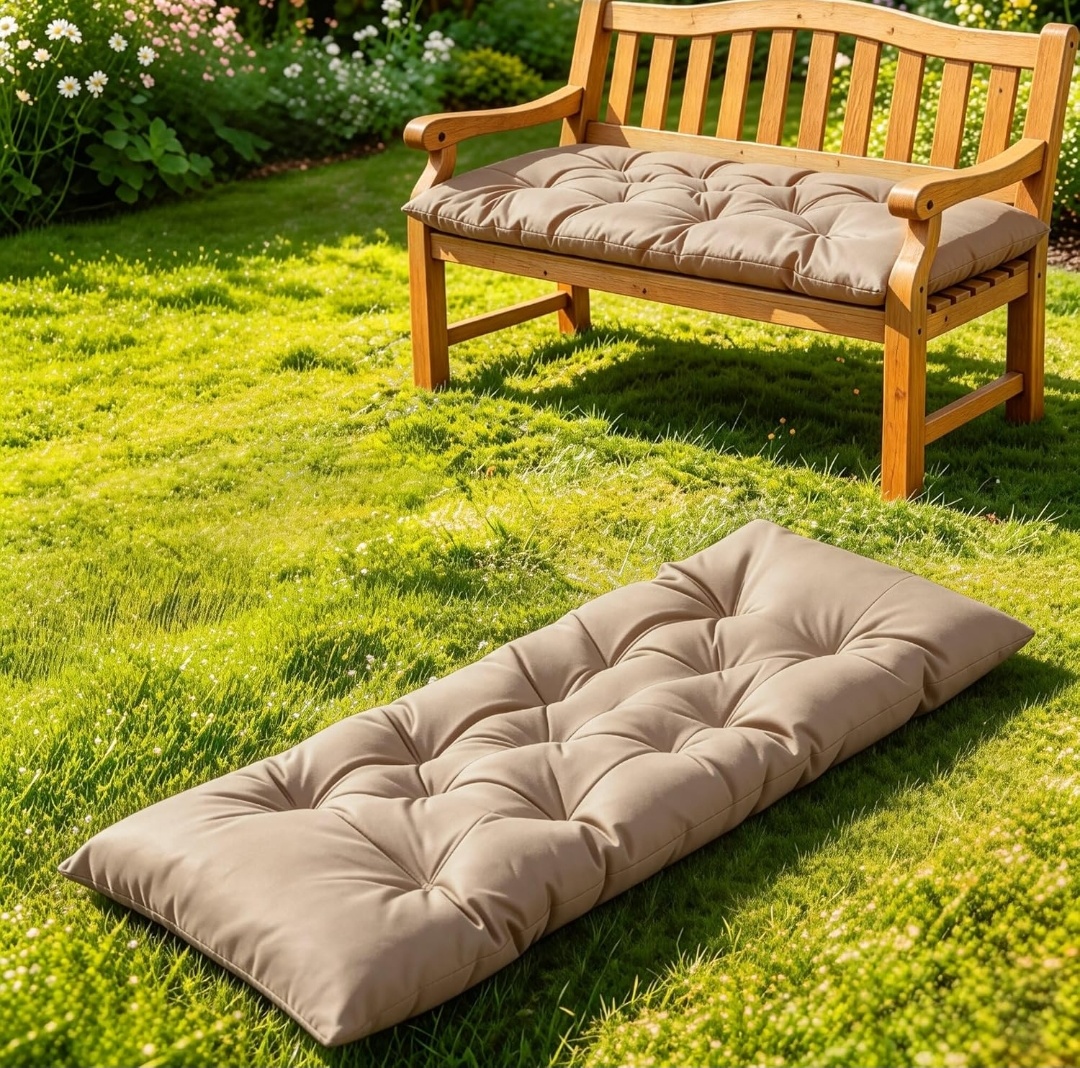 Indoor/Outdoor Bench Cushion only,NO BENCH. Swing Cushion,2/3 seat Thick Outdoor Garden Bench Seat Cushion Backrest Bench Pad (59 X 19.6 in )