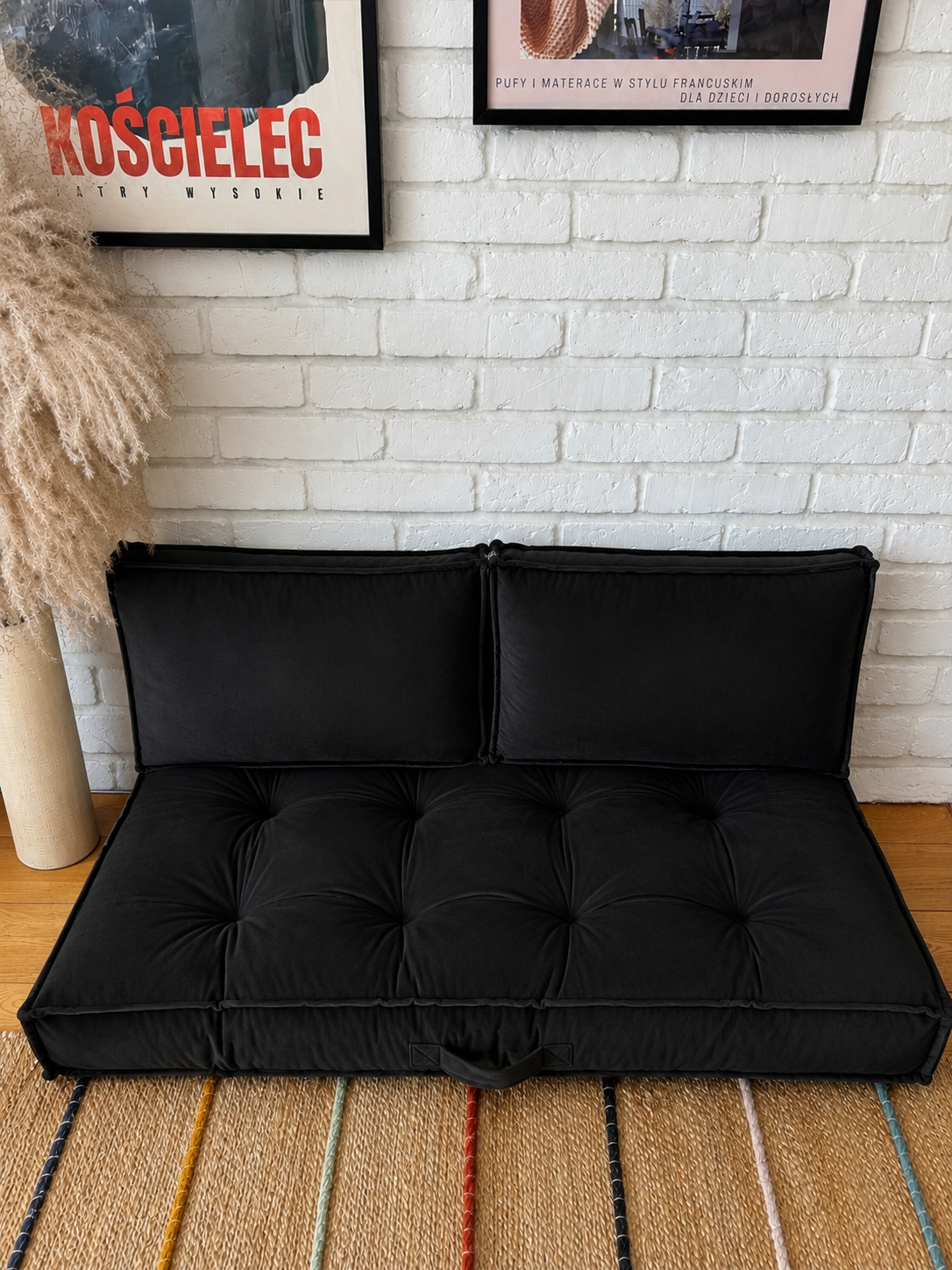 1PC Velvet Floor Sofa Cushion with 2 Backrest Pillows