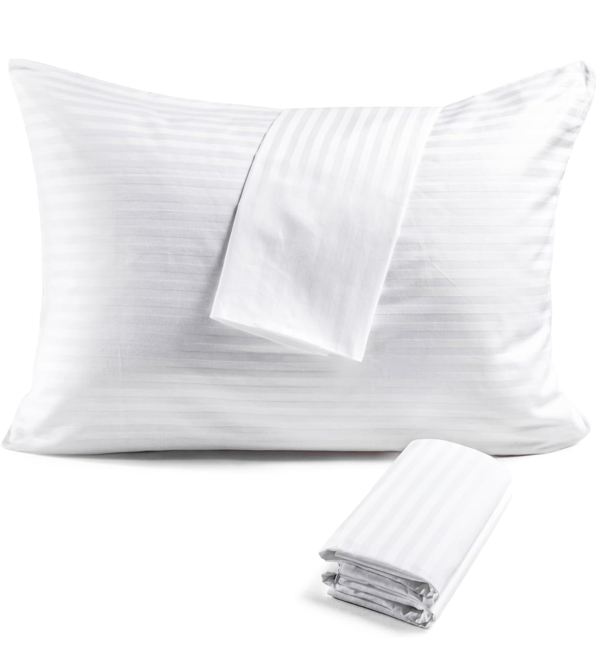 100% Cotton Pillow Protectors, Standard Size (20x26), 4 Pack Hotel Grade Pillow Cover with Silent Zipper, Zip Up Pillow Cases, White