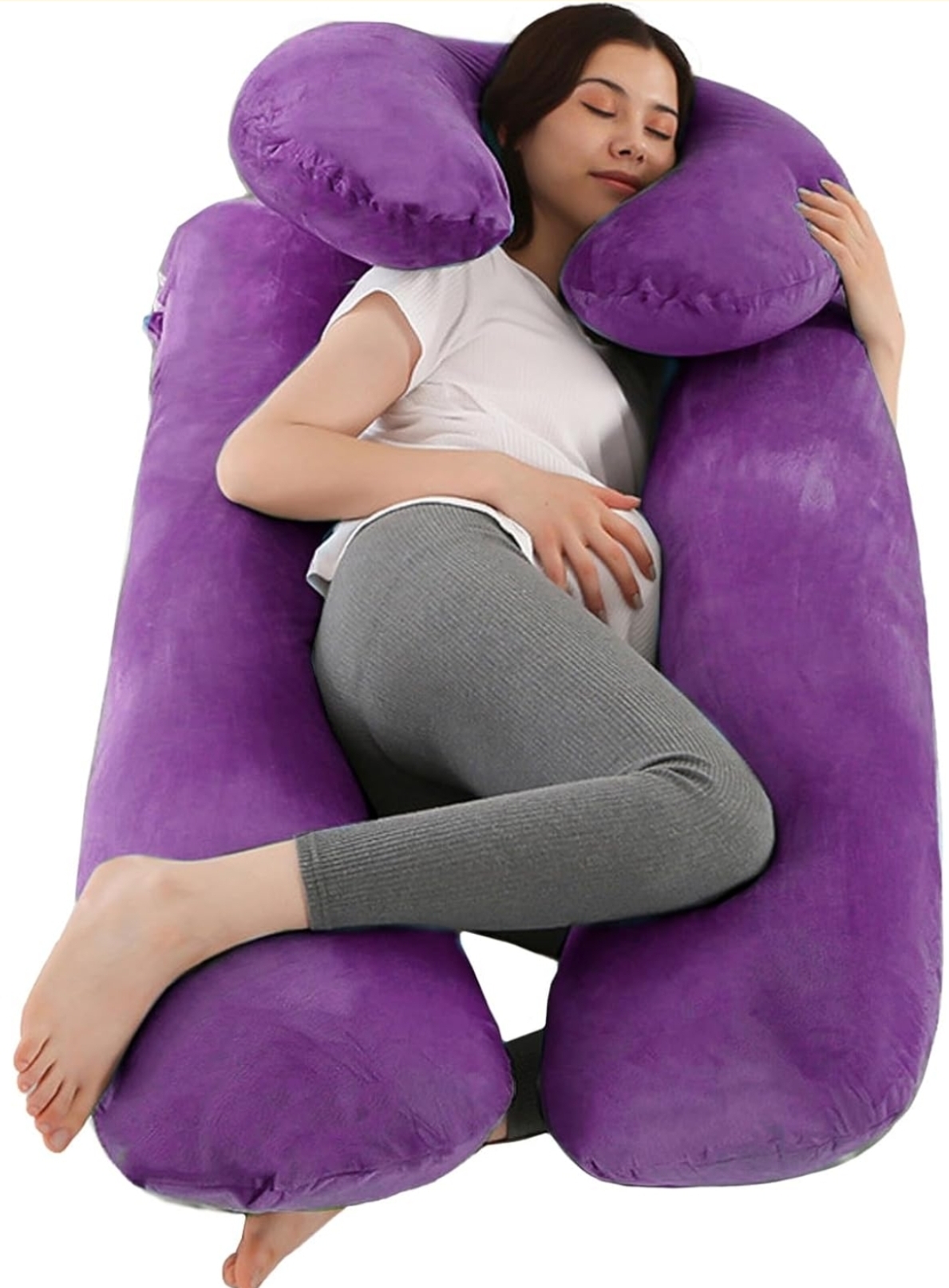 Two Piece Pregnancy Pillows for Sleeping, 59 Inch U-Shaped Full Body Pillow, Maternity Pillow with Removable Cover, Support for Back Legs Belly HIPS, Body Pillows for Adults, Pregnancy Must Haves