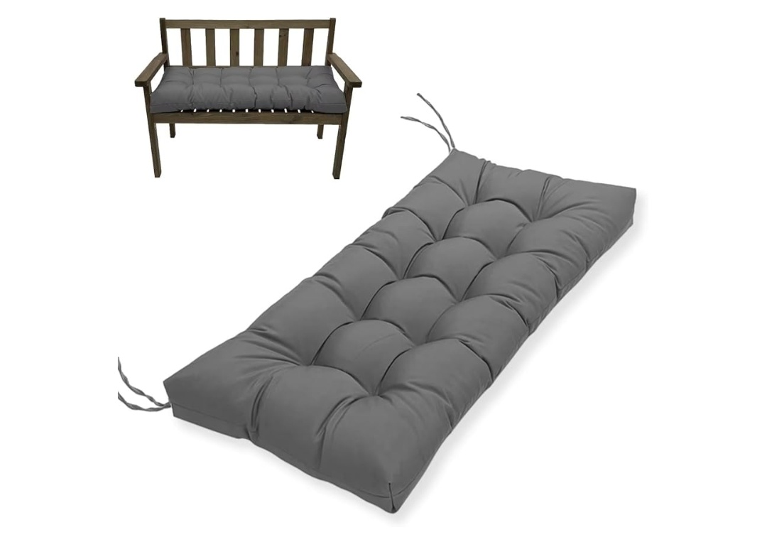 Indoor/Outdoor Bench Cushion-44X19 Inch Tufted Porch Swing Cushions with High Elasticity PP Cotton and Durable Ties, Thick Bench Seat Cushions for Patio Furnitures, Indoor Window Cushion(NO BENCH)