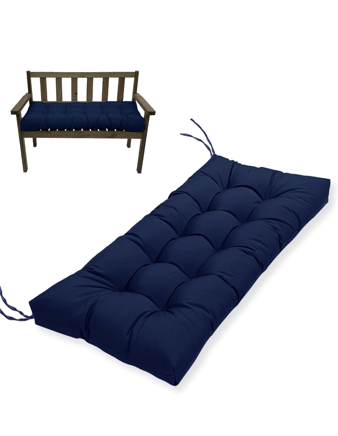 Indoor/Outdoor Bench Cushion-44X19 Inch Tufted Porch Swing Cushions with High Elasticity PP Cotton and Durable Ties, Thick Bench Seat Cushions for Patio Furnitures, Indoor Window Cushion(NO BENCH)