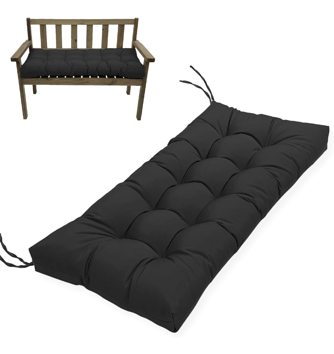Indoor/Outdoor Bench Cushion-44X19 Inch Tufted Porch Swing Cushions with High Elasticity PP Cotton and Durable Ties, Thick Bench Seat Cushions for Patio Furnitures, Indoor Window Cushion(NO BENCH)