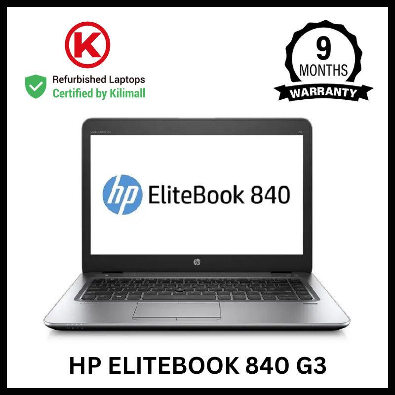 CERTIFIED BY KILIMALL HP Elitebook 840 G3 Core i5 6th Gen 8GB RAM 256GB SSD | 14" Full HD Display | Windows 10 Pro | 89% Battery Health | 4+ Hours Youtube | Refurbished Work Laptop | 9 Months Warranty