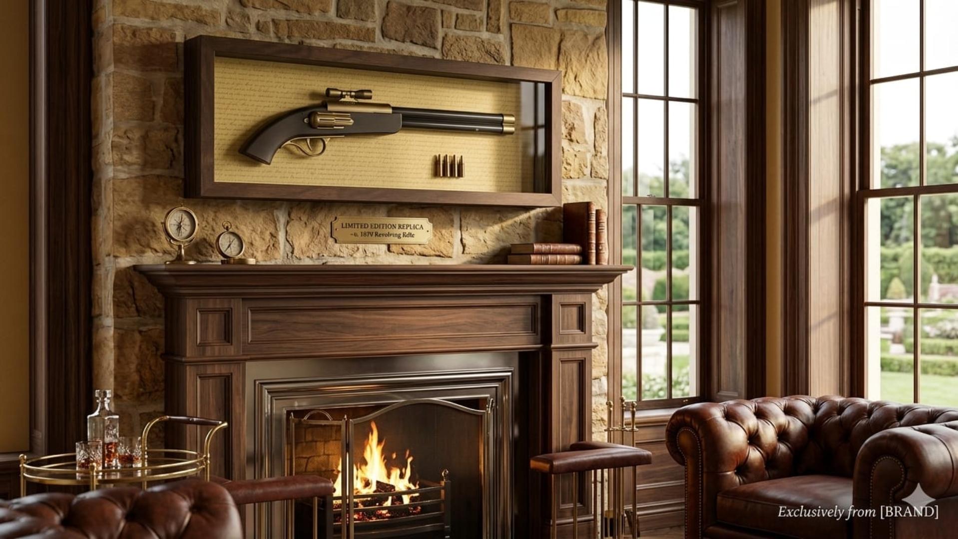 Luxury Decorative Gun Wall Frame | 1 Gun & 4 Bullets | 2 Guns & 4 Bullets | 2 Guns & 16 Bullets | Vintage Wall Art for Home, Office, Bar & Lounge