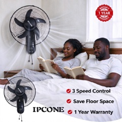 IPCONE 16 inch wall mount fan 5 blades 3 speed powerful motor fan electric cooling fan cooler wall mounted fan