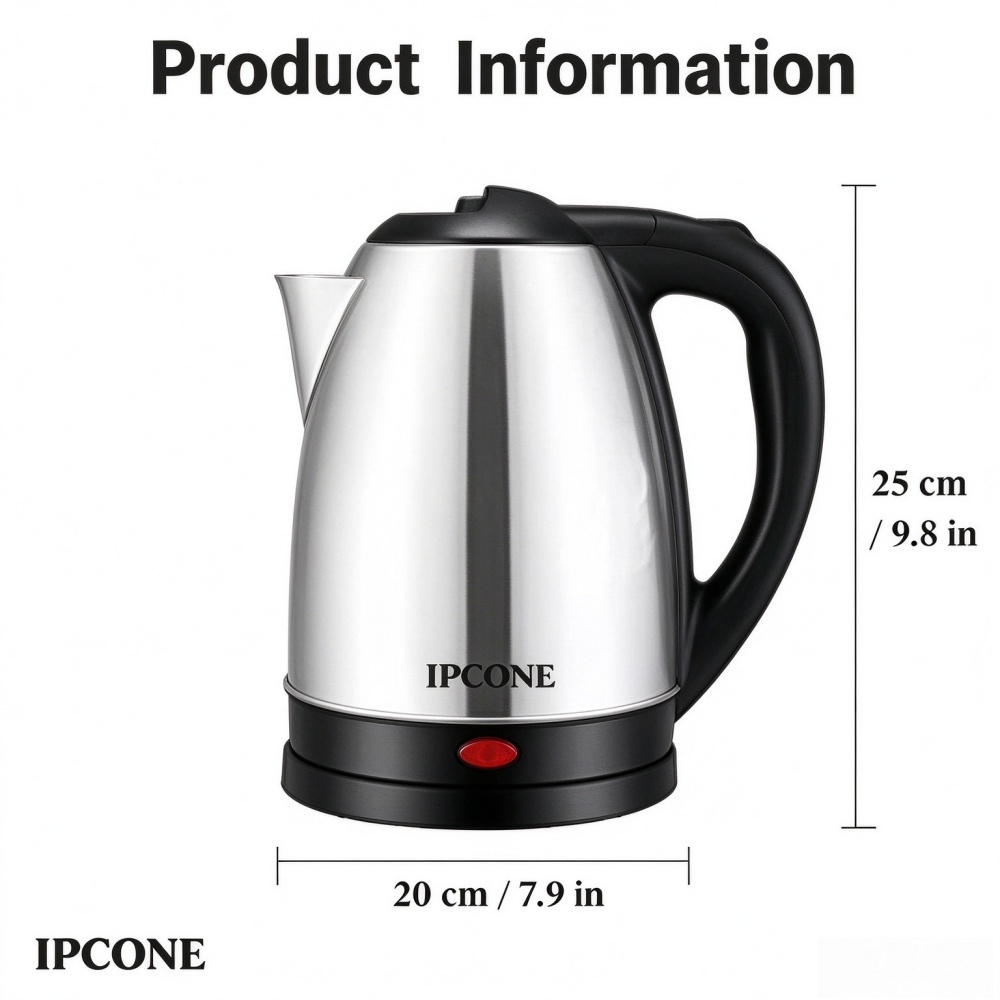 IPCONE Kettle 2L 1500W Energy Efficient Jug Cordless Stainless Steel Electric Water Kettle Boiling one year warrany