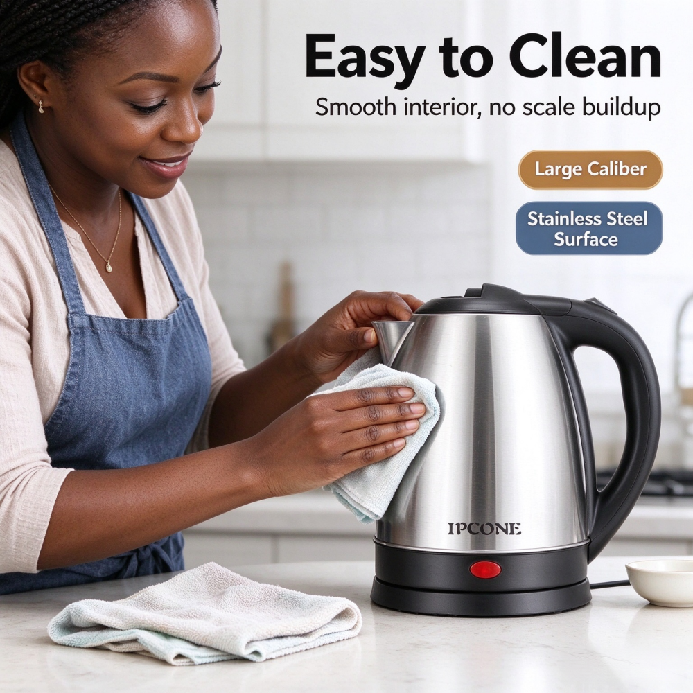 IPCONE Kettle 2L 1500W Energy Efficient Jug Cordless Stainless Steel Electric Water Kettle Boiling one year warrany