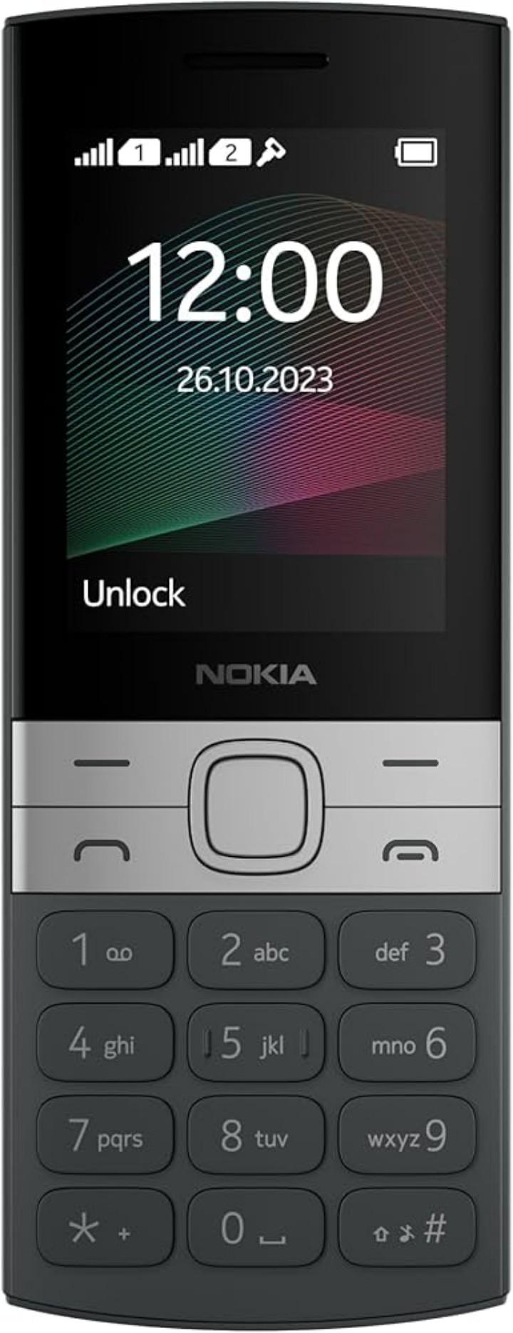 Nokia 150 is a Dual SIM Feature Phone with a 2.4 Inch Display Wireless FM Radio Bluetooth MP3 Player Long Lasting Battery Expandable Storage Rear Camera Durable Keypad Mobile Phone Black