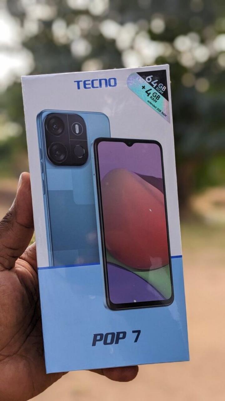 TECNO Pop 7 Smartphone 2GB RAM 64GB Storage 6.6 Inch HD+ Display Dual SIM Android Face Unlock Fingerprint Sensor 5000mAh Battery 4G LTE Stylish Budget Mobile Phone