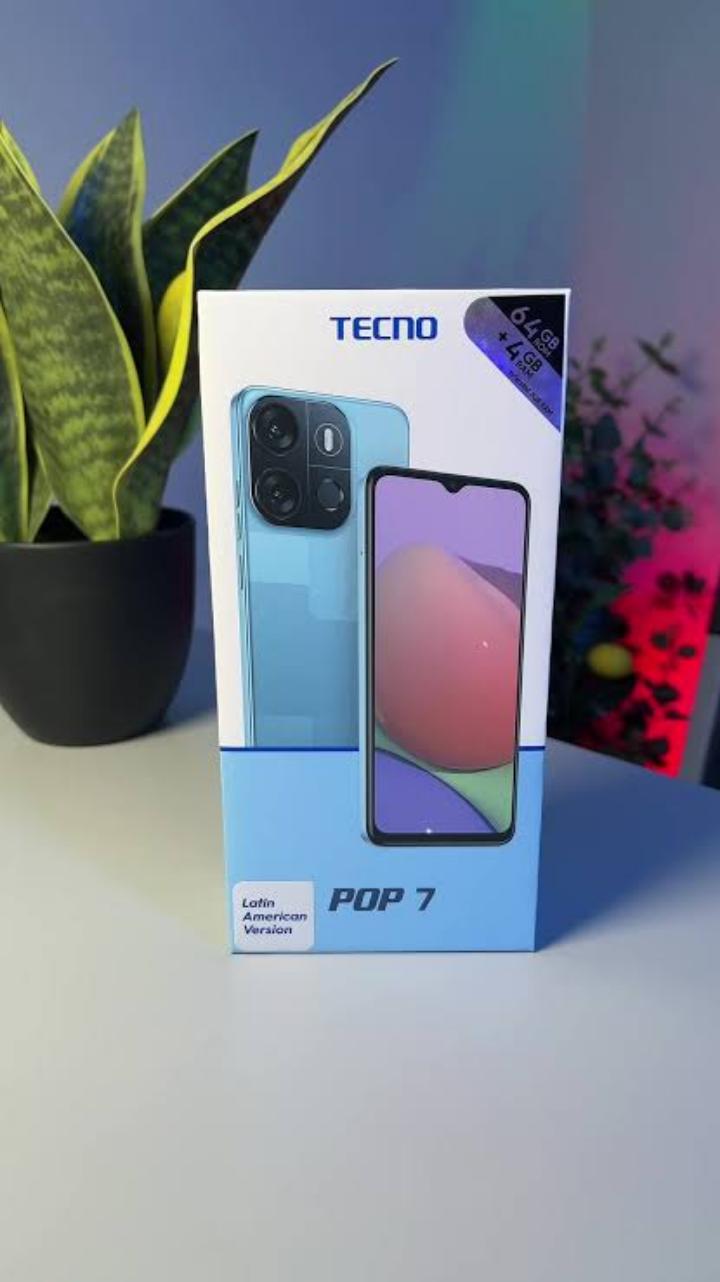 TECNO Pop 7 Smartphone 2GB RAM 64GB Storage 6.6 Inch HD+ Display Dual SIM Android Face Unlock Fingerprint Sensor 5000mAh Battery 4G LTE Stylish Budget Mobile Phone