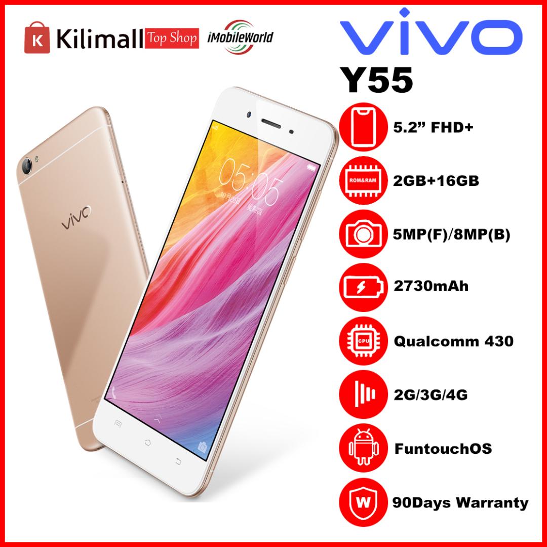 Vivo Y55 Smartphone features a 2GB RAM 16GB Storage 5.2 Inch HD Display Dual SIM Android Mobile Phone 8MP Rear Camera Snapdragon Processor Expandable Storage Slim Design Long Battery Life 4G LTE