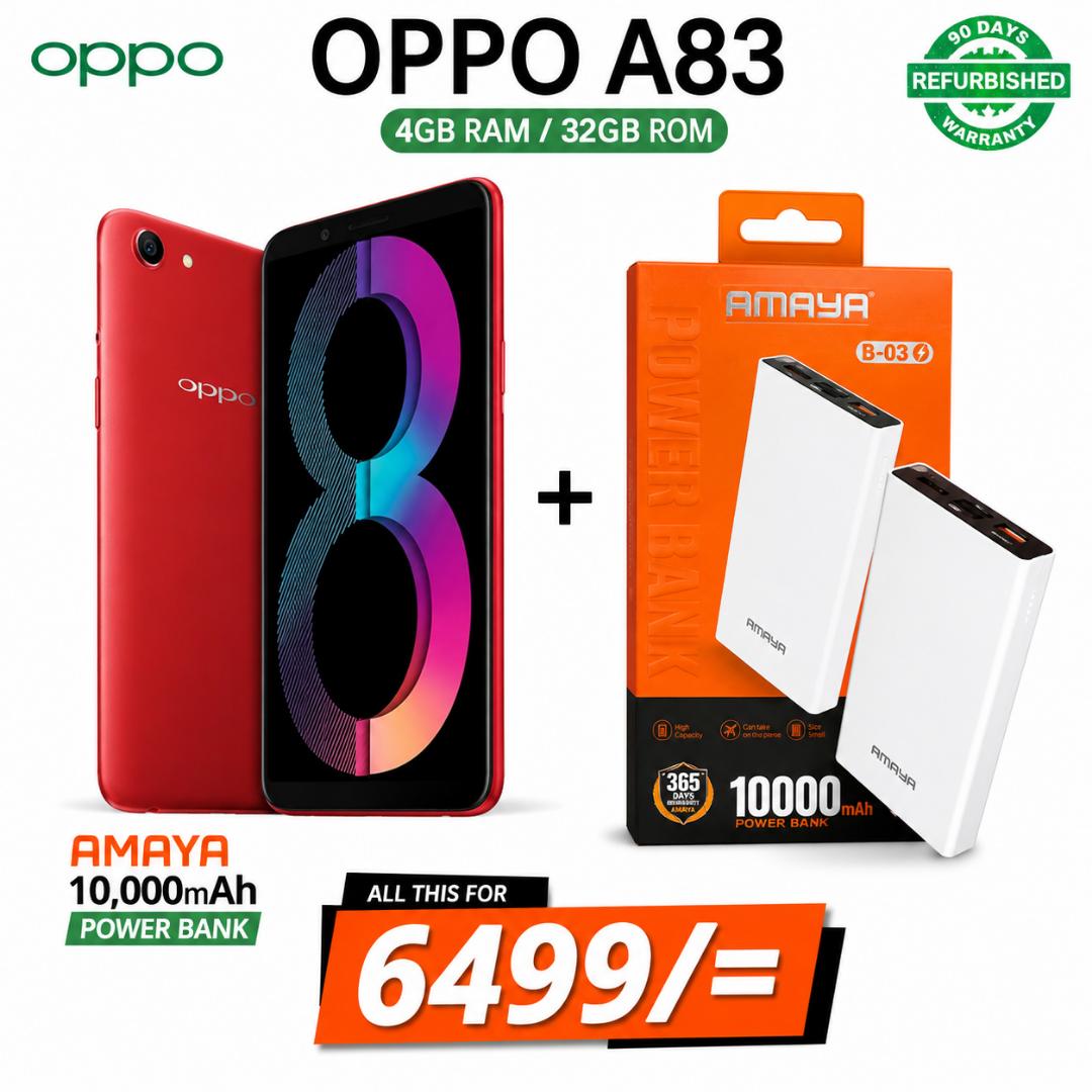 OPPO A83 Features a 5.7 Inch Display 4GB RAM 32GB Storage Face Unlock Dual SIM Android Mobile Phone Octa-Core Processor 13MP Rear Camera 8MP Selfie Camera Long Battery Life Slim Design Reliable Perfor