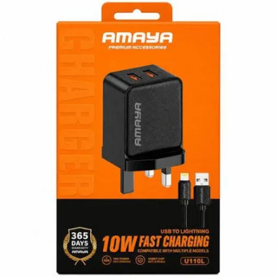 Amaya U113UC 25W Type-C Fast Charger + Free Amaya U110C 10W Type-C Charger Bundle | Dual Charger Promotion | Fast & Standard Charging Set for Smartphones | Amaya Official Charging Set | Retail Bundle