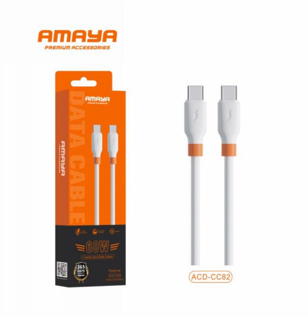 Amaya ACD-CC82 Type-C to Type-C Fast Charging Cable Bundle + FREE USB-C, Micro USB & Lightning Cables | 1M Durable Data & Charging Cords
