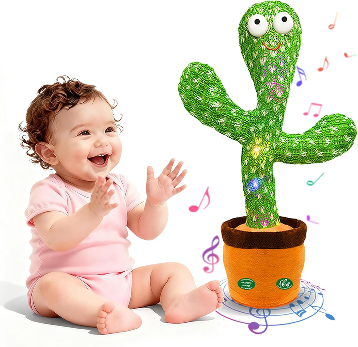 Interactive Baby Toys Dancing Talking Cactus Toy,Funny Gift for Infant 6-18 Months, Singing Musical Record Repeat What You Say Light Up Toy for Toddler 1 2 3 Year Old Boy Girl
