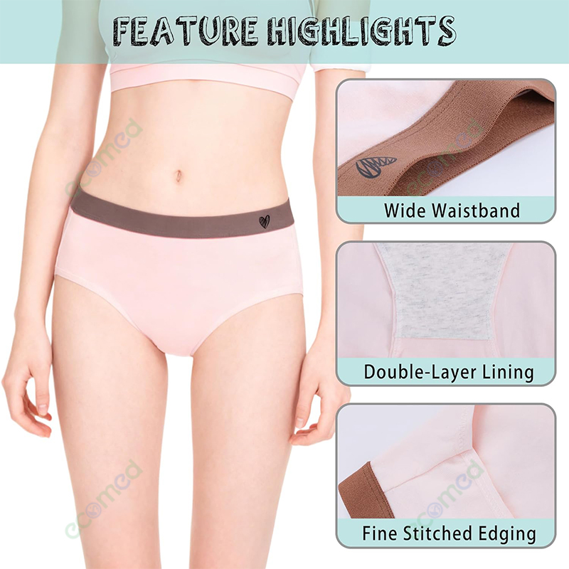 4Pcs Womens Cotton Underwear Full Coverage Soft Briefs Women Cloth Comfortable Low Rise Breathable Teen Girls Hipster Ladies Panties Woman Lingerie
