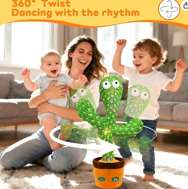 Interactive Baby Toys Dancing Talking Cactus Toy,Funny Gift for Infant 6-18 Months, Singing Musical Record Repeat What You Say Light Up Toy for Toddler 1 2 3 Year Old Boy Girl