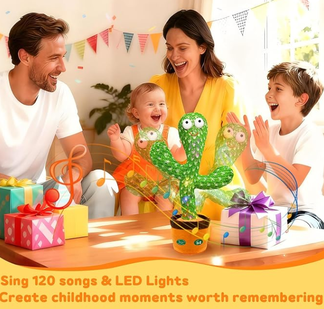 Interactive Baby Toys Dancing Talking Cactus Toy,Funny Gift for Infant 6-18 Months, Singing Musical Record Repeat What You Say Light Up Toy for Toddler 1 2 3 Year Old Boy Girl