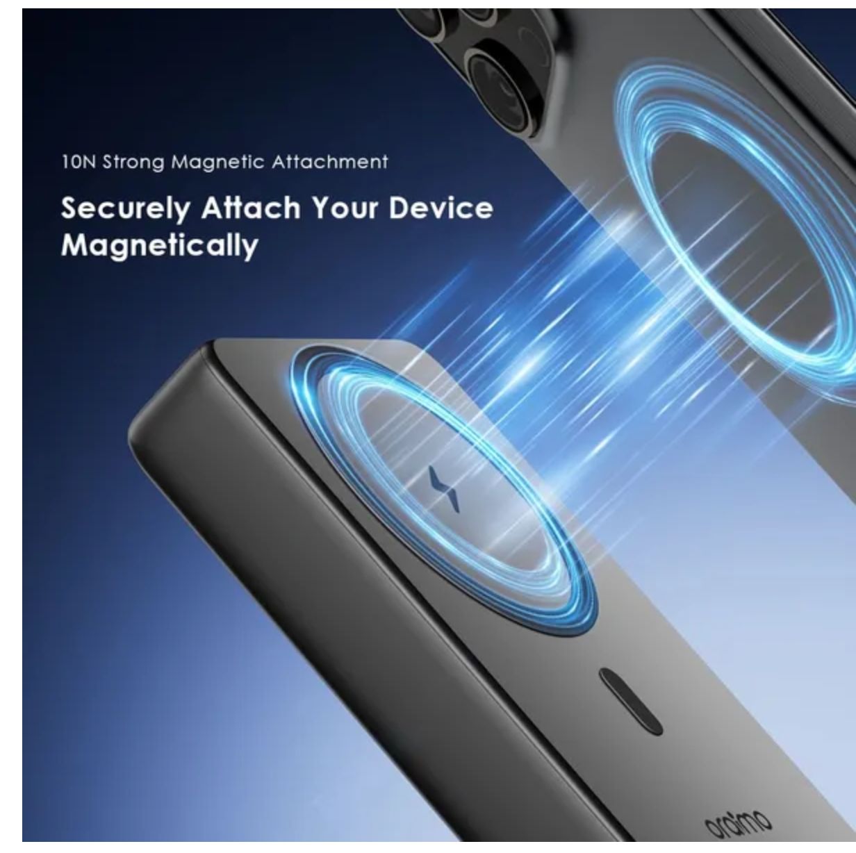 Oraimo MagPower 15 10000mAh Wireless and Wired Power Bank 15W Wireless Charge 3-Device Charging 10N Strong Magnetic Attachment Metal Foldable Stand Smart Power Bank