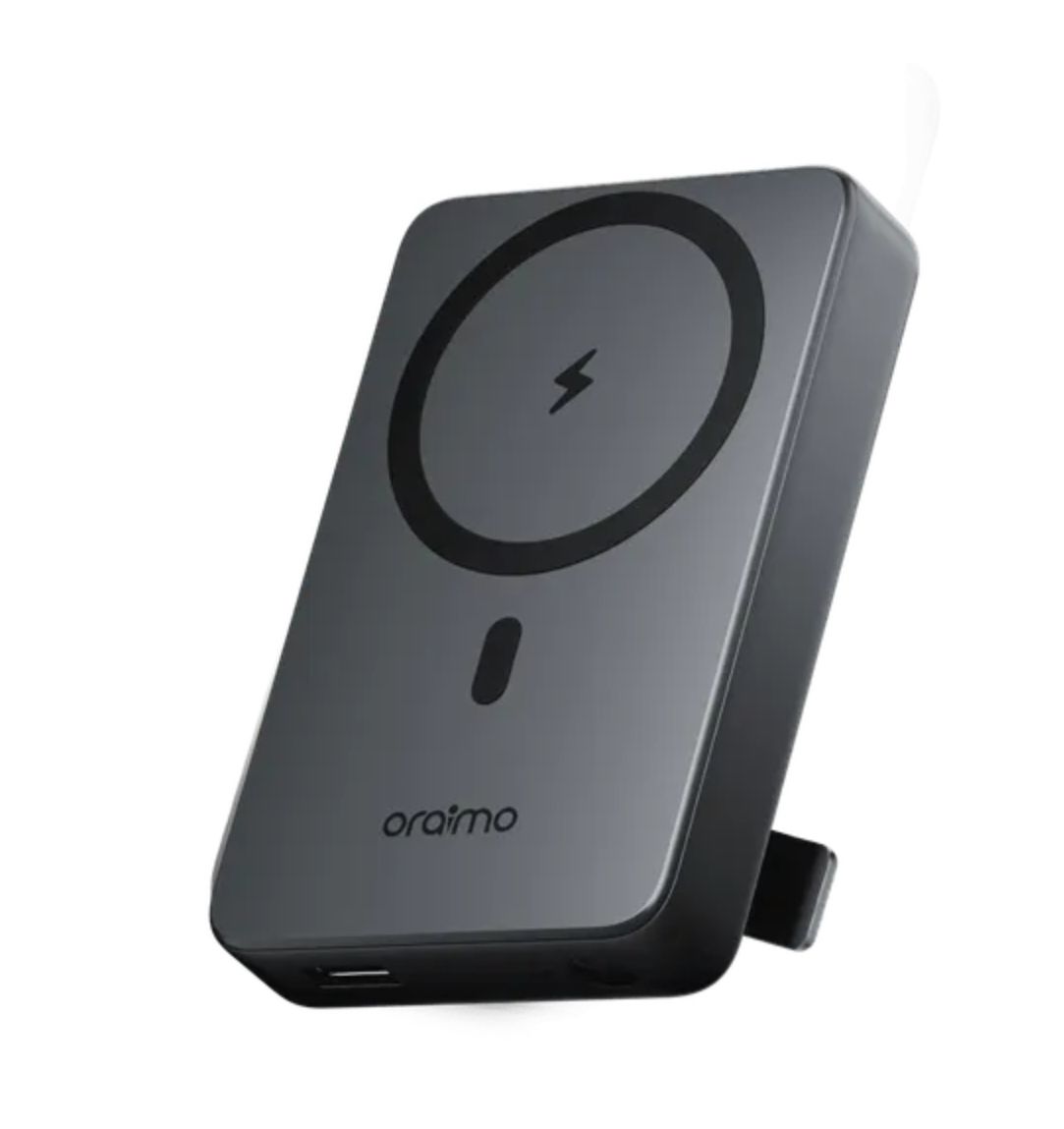 Oraimo MagPower 15 10000mAh Wireless and Wired Power Bank 15W Wireless Charge 3-Device Charging 10N Strong Magnetic Attachment Metal Foldable Stand Smart Power Bank