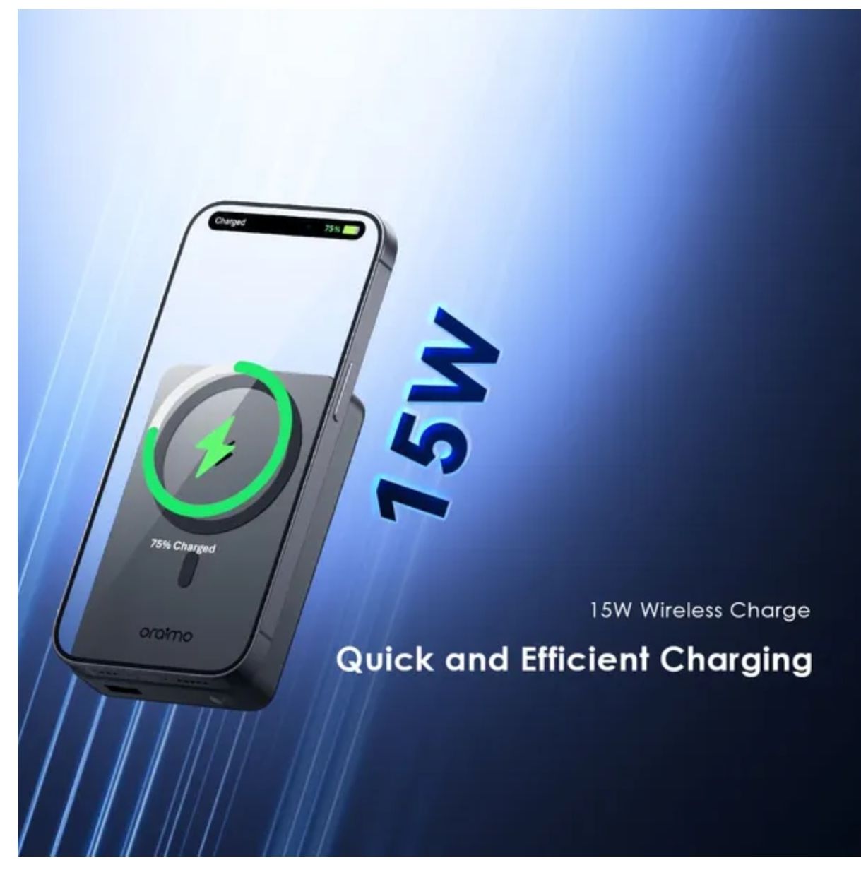 Oraimo MagPower 15 10000mAh Wireless and Wired Power Bank 15W Wireless Charge 3-Device Charging 10N Strong Magnetic Attachment Metal Foldable Stand Smart Power Bank