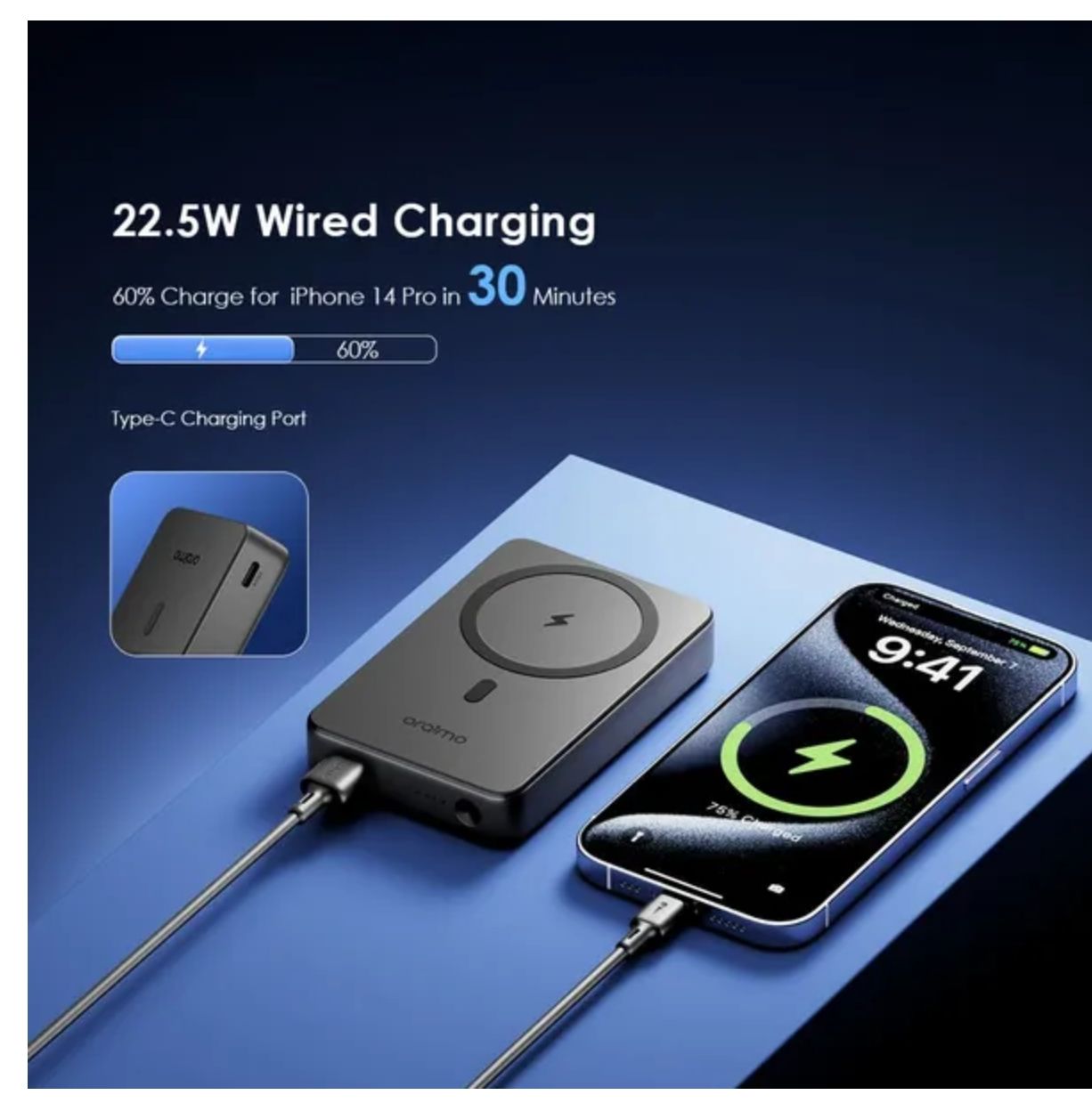 Oraimo MagPower 15 10000mAh Wireless and Wired Power Bank 15W Wireless Charge 3-Device Charging 10N Strong Magnetic Attachment Metal Foldable Stand Smart Power Bank
