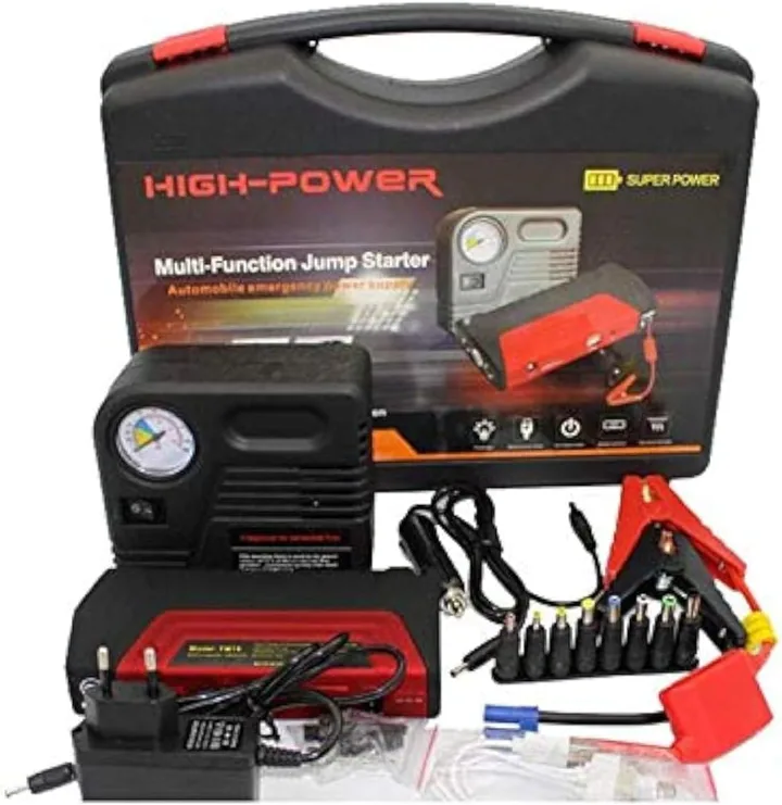 Portable Car Jump Starter Kit with Air Compressor – 12V Emergency Battery Booster, Tire Inflator & Power Bank Multi-Function Car Tool