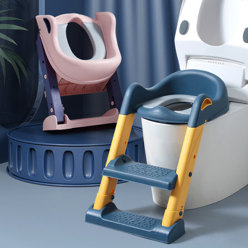 Baby auxiliary toilet ladder folding Seat for kids  Training Potty Training Seat with Ladder, Pre-Assembled Toddler Toilet Seat with Steps for Boys Girls, 2-in-1 Potty Seat with Foldable Step Stool, A