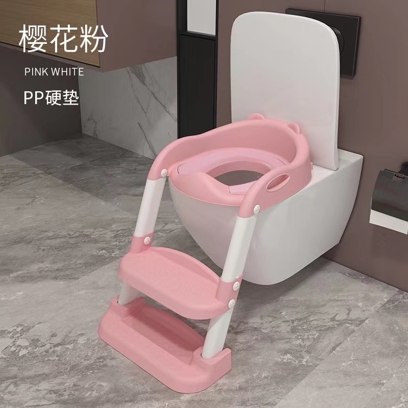 Baby auxiliary toilet ladder folding Seat for kids  Training Potty Training Seat with Ladder, Pre-Assembled Toddler Toilet Seat with Steps for Boys Girls, 2-in-1 Potty Seat with Foldable Step Stool, A