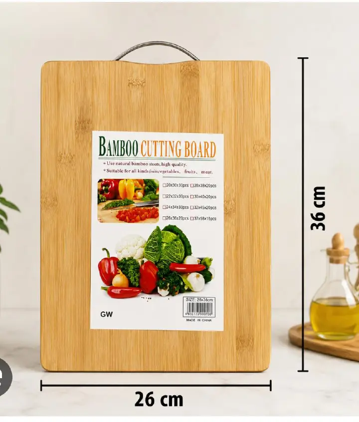 Natural bamboo chopping board featuring a handle cutout for easy hanging and gripping Heavy Duty Bamboo Cutting Board with Handle for Food Prep, Meat, and Vegetables - 100% Natural Chopping Board and