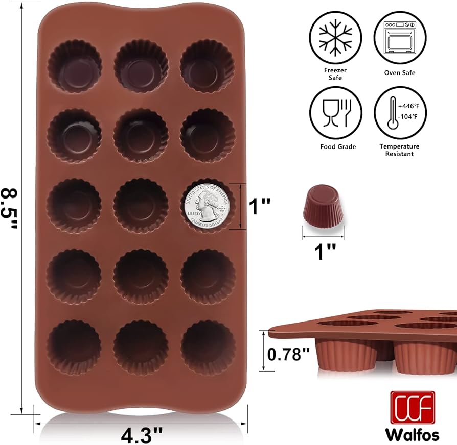 15 slot chocolate, candy, ice cream or ice cubes silicone mould Molds for Chocolate, Food Grade no-stick Baking, candy and butter Mold with different shape