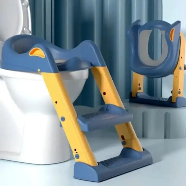 Baby auxiliary toilet ladder folding Seat for kids  Training Potty Training Seat with Ladder, Pre-Assembled Toddler Toilet Seat with Steps for Boys Girls, 2-in-1 Potty Seat with Foldable Step Stool, A