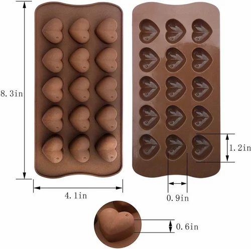 15 slot chocolate, candy, ice cream or ice cubes silicone mould Molds for Chocolate, Food Grade no-stick Baking, candy and butter Mold with different shape