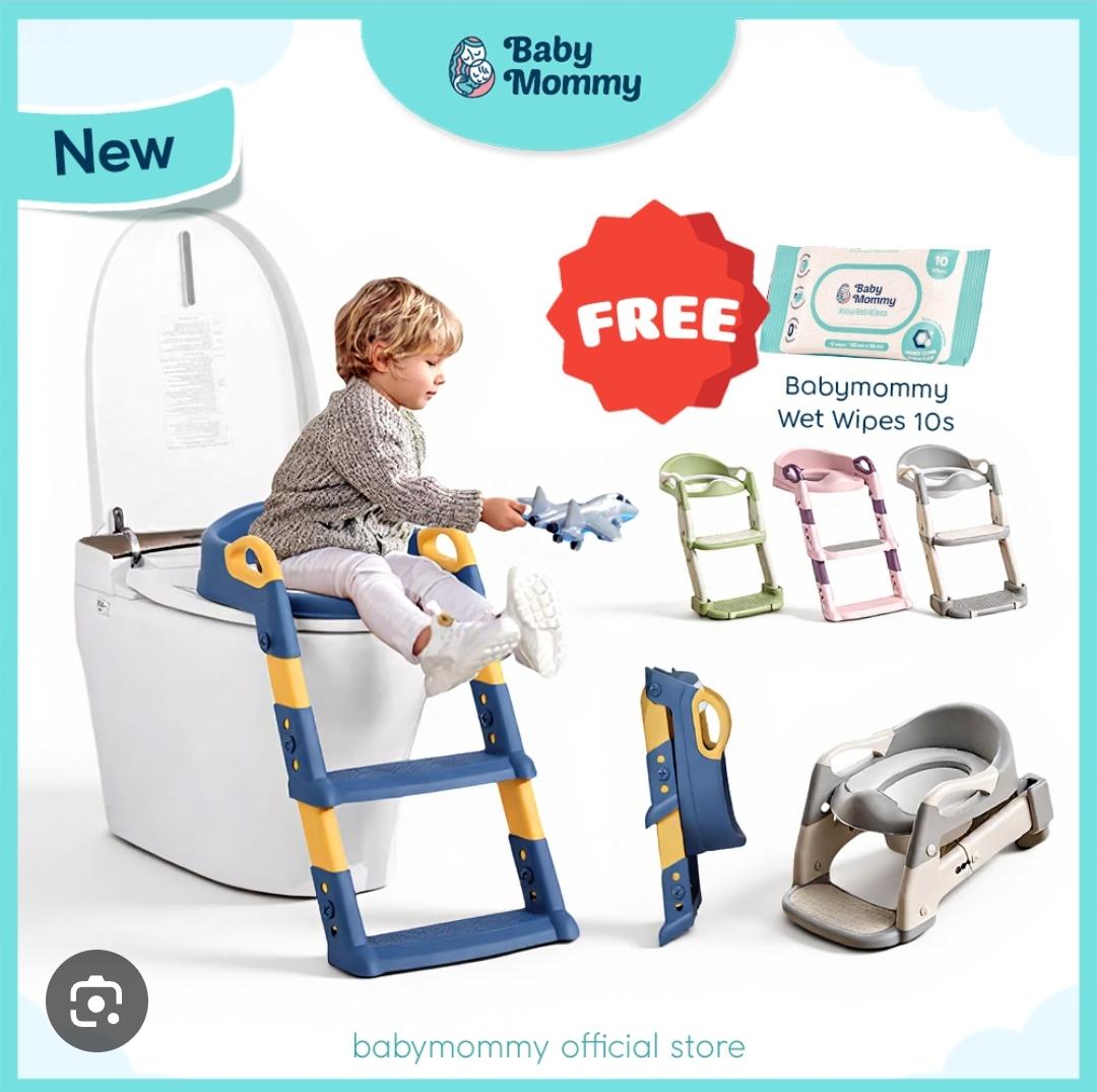 Baby auxiliary toilet ladder folding Seat for kids  Training Potty Training Seat with Ladder, Pre-Assembled Toddler Toilet Seat with Steps for Boys Girls, 2-in-1 Potty Seat with Foldable Step Stool, A