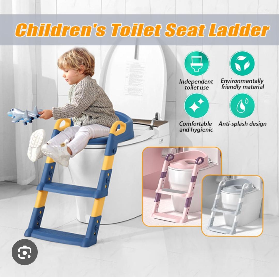 Baby auxiliary toilet ladder folding Seat for kids  Training Potty Training Seat with Ladder, Pre-Assembled Toddler Toilet Seat with Steps for Boys Girls, 2-in-1 Potty Seat with Foldable Step Stool, A