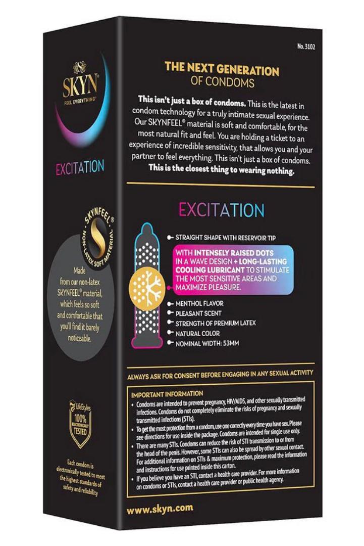 SKYN, EXCITATION,12 Non Latex Lubricated condoms view 2