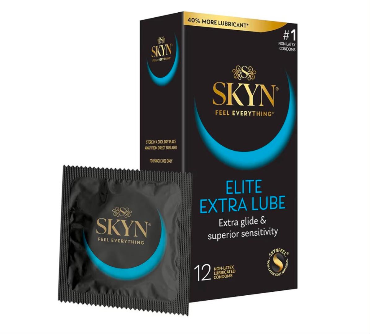SKYN Elite Extra Lube,12 Non-Latex Lubricated Condoms