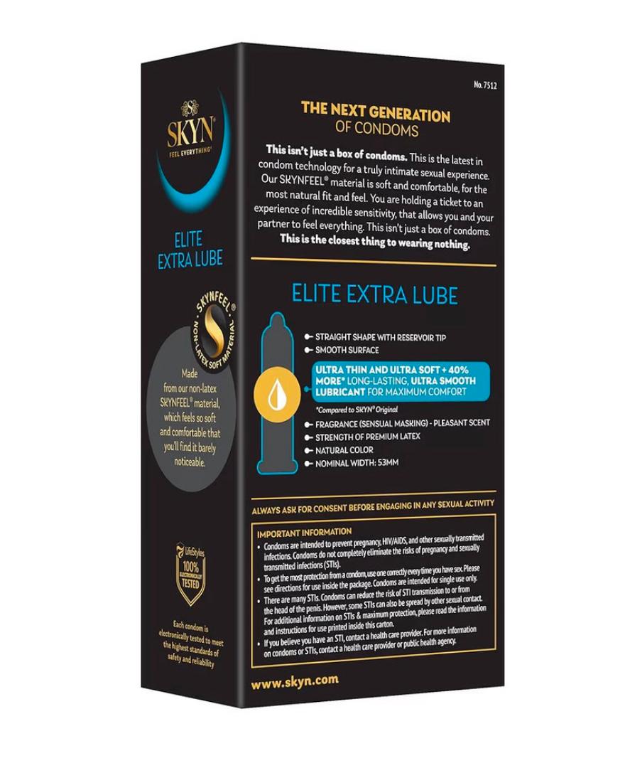 SKYN Elite Extra Lube,12 Non-Latex Lubricated Condoms view 2