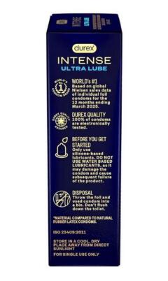 Durex Intense Ultra Lube,10 Non Latex Condoms